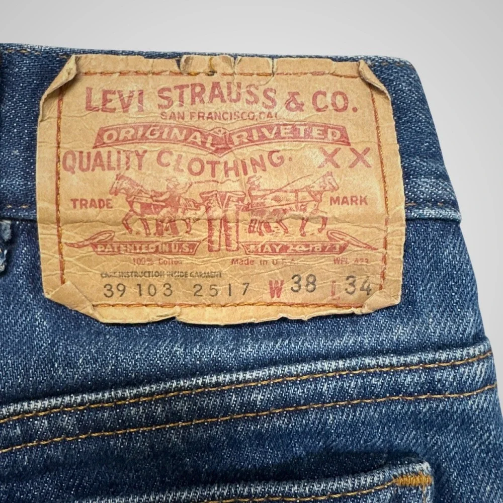 Levi's 2517 Jeans Men 38x34 Blue Excellent Vintage 1986 Flannel Lined Orange Tab
